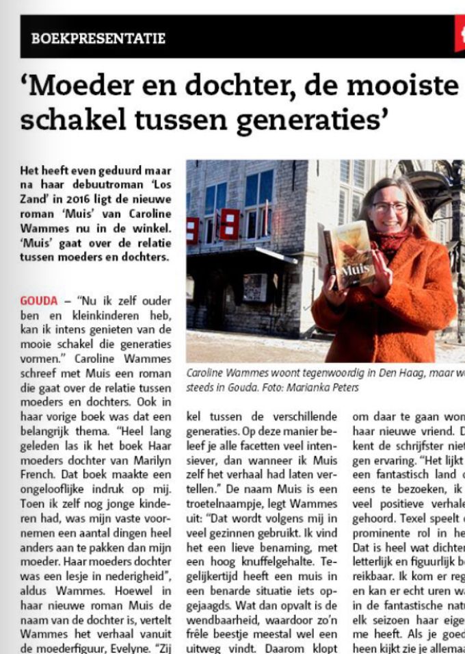 Interview Marianka Peters, Goudse Post van 3 maart 2021
Ook verschenen in de Posthoorn van Den Haag van 31 maart
https://www.deposthoorn-denhaag.nl/reader/76141/1628499/-lsquo-moeder-en-dochter-de-mooiste-schakel-tussen-generaties-rsquo-
